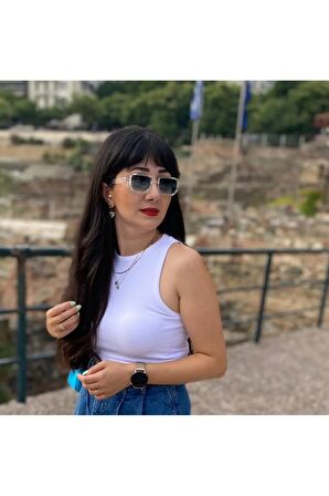 Şeffaf Çerçeve Yeşil Cam Unisex Altıgen Güneş Gözlüğü (ultra Hafif )