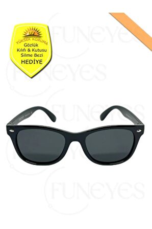 Siyah Çocuk Güneş Gözlüğü (WAYFARERMODELİ) 2-8 Yaş Polarize %100 Uv Korumalı Çocuk Güneş Gözlüğü