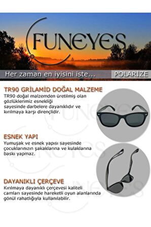 Siyah Çocuk Güneş Gözlüğü (WAYFARERMODELİ) 2-8 Yaş Polarize %100 Uv Korumalı Çocuk Güneş Gözlüğü