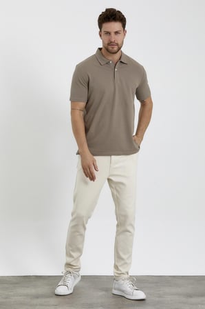 Erkek Basic Polo Yaka Tişört (Regular Fit) Vizon