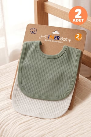 Just Inner Erkek Bebek 2'li %100 Pamuk Önlük Düz Renk Dokulu Çıtçıtlı Çift Katlı Cilt Dostu (582302)