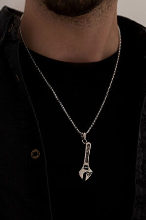 Ingiliz Anahtarı Erkek Kolye - Ingiliz Anahtarı Model Erkek Çelik Kolye - Usta Kolyesi