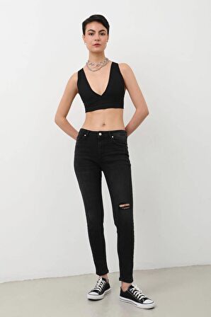 Kadın Skinny Fit Esnek Pantolon Siyah