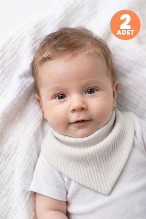 Just Inner Erkek Bebek 2'li %100 Pamuk Üçgen Fular Önlük Düz Renk Dokulu Çıtçıtlı Çift Katlı (582402