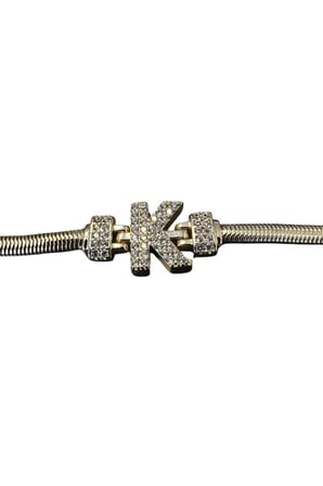 Uretti - Nerman 4053 4604 K Harfli Taşlı Gold Bileklik