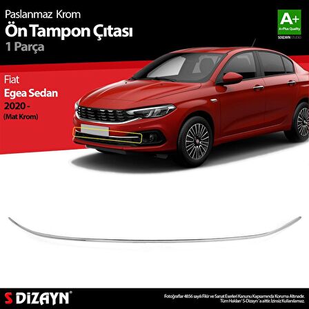 S-Dizayn Fiat Egea Sedan Krom Ön Tampon Çıtası 2020 Üzeri (Mat Krom)