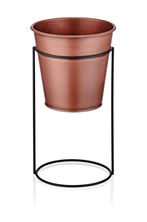 The mia bakır kaplama ayaklı çiçeklik - 30 cm ayaklı saksı