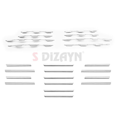 S-Dizayn Fiat Egea Krom Ön Panjur ve Tampon Çıta Seti Diamond Model 22 Prç. 2020 Üzeri (Mat Krom)