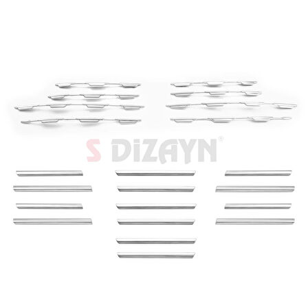 S-Dizayn Fiat Egea Krom Ön Panjur ve Tampon Çıta Seti Diamond Model 22 Prç. 2020 Üzeri (Parlak Krom)