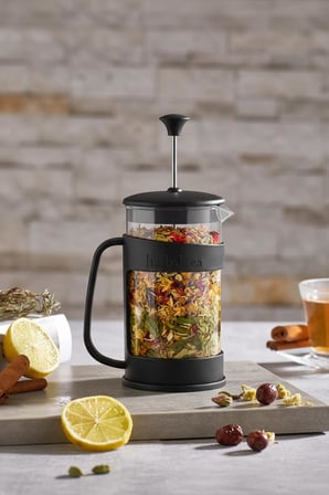 QLUX IDEAS 400 ml French Press Kahve Demleme Potu - BPA Free Plastik Gövde, Kolay Kullanım, Filtreli Bitki Çayı ve Kahve Demleyici