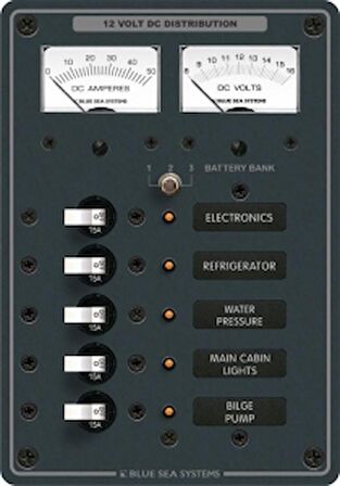 Blue Sea System Systems DC 5 pozisyonlu sigorta paneli. 12V DC. 190x133mm