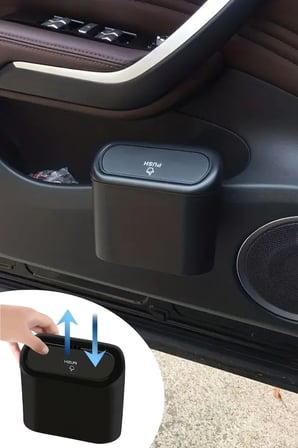 BY NEVSER® Araç İçi Takılarak Sabitlenebilen Mini Kapaklı Çöp Kovası