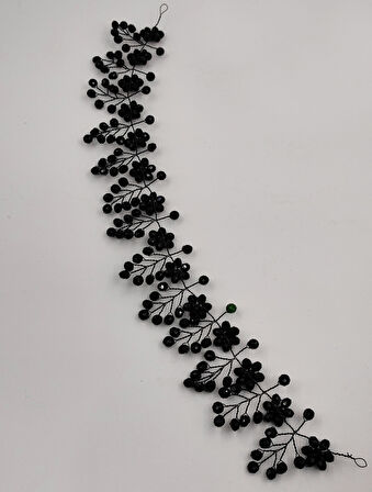 Boncuklu, Çiçekli Kristal Gelin Tacı Saç Ve Türban Aksesuarı