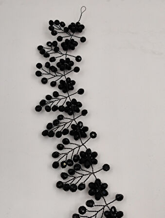 Boncuklu, Çiçekli Kristal Gelin Tacı Saç Ve Türban Aksesuarı