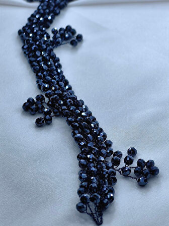 Boncuklu, Çiçekli Kristal Gelin Tacı Saç Ve Türban Aksesuarı