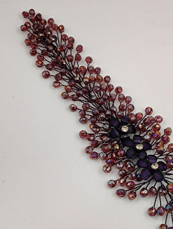 Boncuklu, Çiçekli Kristal Gelin Tacı Saç Ve Türban Aksesuarı