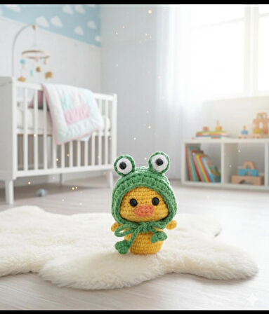 Amigurumi sevimli ördek anahtarlık şapkalı minik civciv 