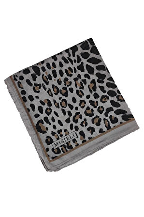 Mısırlı Eşarpları Leopar Desenli Star Krep Eşarp
