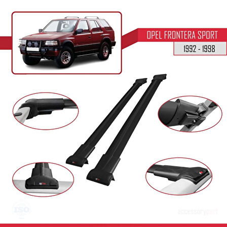 Opel Frontera Sport 1992-1998 Arası ile Uyumlu FLY Model Ara Atkı Tavan Barı Siyah 2 Adet