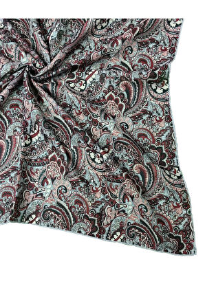 Ebruli Pamuklu Etnik Desenli Soft Eşarp – 90x90 cm