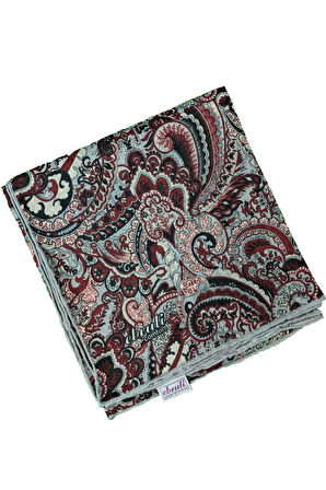 Ebruli Pamuklu Etnik Desenli Soft Eşarp – 90x90 cm