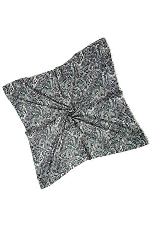 Ebruli Pamuklu Etnik Desenli Soft Eşarp – 90x90 cm