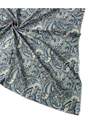 Ebruli Pamuklu Etnik Desenli Soft Eşarp – 90x90 cm