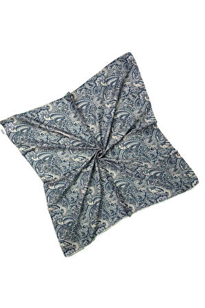 Ebruli Pamuklu Etnik Desenli Soft Eşarp – 90x90 cm