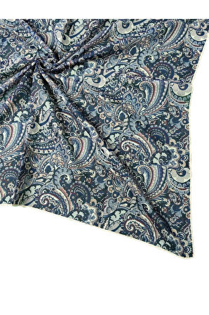 Ebruli Pamuklu Etnik Desenli Soft Eşarp – 90x90 cm