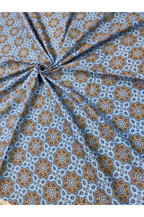 Ebruli Pamuklu Etnik Desenli Soft Eşarp – 90x90 cm