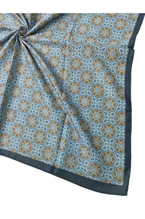 Ebruli Pamuklu Etnik Desenli Soft Eşarp – 90x90 cm