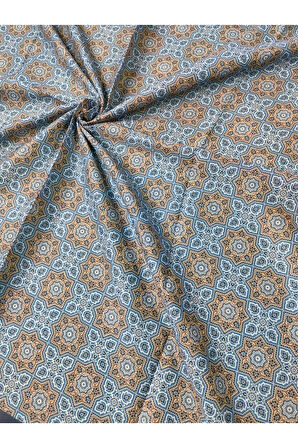 Ebruli Pamuklu Etnik Desenli Soft Eşarp – 90x90 cm