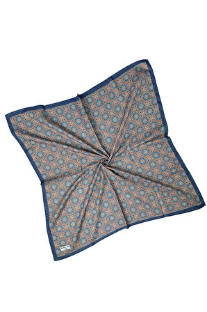 Ebruli Pamuklu Etnik Desenli Soft Eşarp – 90x90 cm