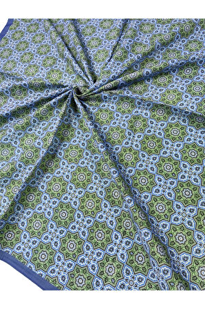 Ebruli Pamuklu Etnik Desenli Soft Eşarp – 90x90 cm