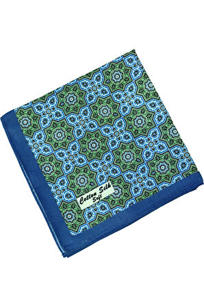 Ebruli Pamuklu Etnik Desenli Soft Eşarp – 90x90 cm