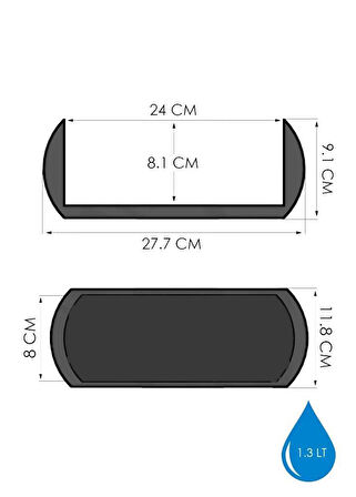 Omnipazar KRS-372 Dekoratif Plastik Mercan Uzun Saksı 1.3 Litre 3'lü Set  