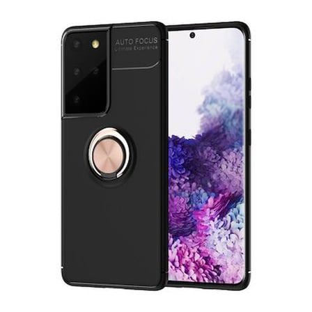 Samsung Galaxy S21 Ultra Ultra Koruma Sağlayan Stant Özellikli Yüzüklü Ravel Silikon Kılıf
