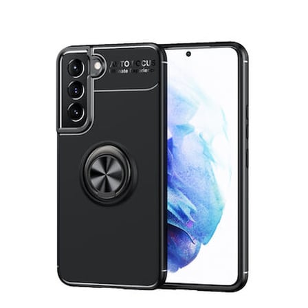 Samsung Galaxy S22 Ultra Koruma Sağlayan Stant Özellikli Yüzüklü Ravel Silikon Kılıf