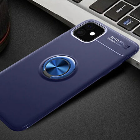 iPhone 11 Ultra Koruma Sağlayan Stant Özellikli Yüzüklü Ravel Silikon Kılıf