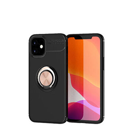iPhone 12 Ultra Koruma Sağlayan Stant Özellikli Yüzüklü Ravel Silikon Kılıf