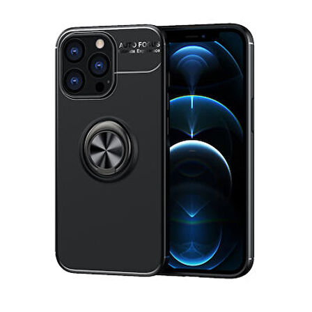 iPhone 13 Pro Ultra Koruma Sağlayan Stant Özellikli Yüzüklü Ravel Silikon Kılıf