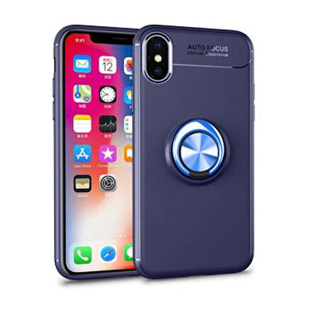 iPhone XS Max Ultra Koruma Sağlayan Stant Özellikli Yüzüklü Ravel Silikon Kılıf