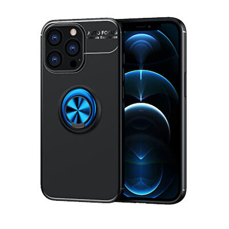 iPhone 13 Pro Max Kılıf Yüzüğü Stant ve Araç Tutucu Olabilen Şık Esnek Premium Silikon Kapak RYC/Ravel