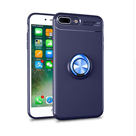 iPhone 7 Plus Kılıf Yüzüğü Stant ve Araç Tutucu Olabilen Şık Esnek Premium Silikon Kapak RYC/Ravel