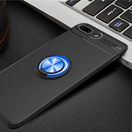 iPhone 7 Plus Kılıf Yüzüğü Stant ve Araç Tutucu Olabilen Şık Esnek Premium Silikon Kapak RYC/Ravel