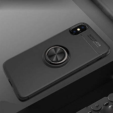 iPhone XS Kılıf Yüzüğü Stant ve Araç Tutucu Olabilen Şık Esnek Premium Silikon Kapak RYC/Ravel