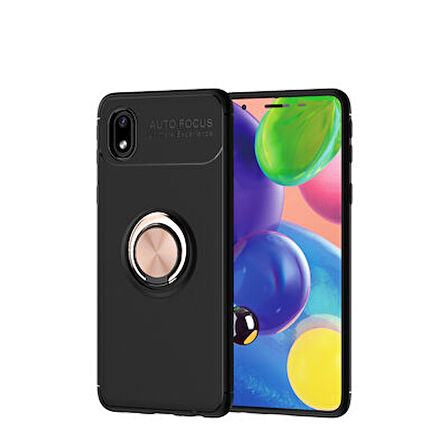Samsung Galaxy A01 Core Ultra Koruma Sağlayan Stant Özellikli Yüzüklü Ravel Silikon Kılıf