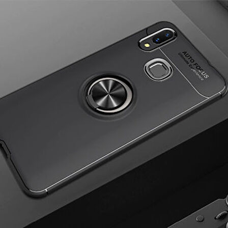Samsung Galaxy A10S Kılıf Yüzüğü Stant ve Araç Tutucu Olabilen Şık Esnek Premium Silikon Kapak RYC/Ravel