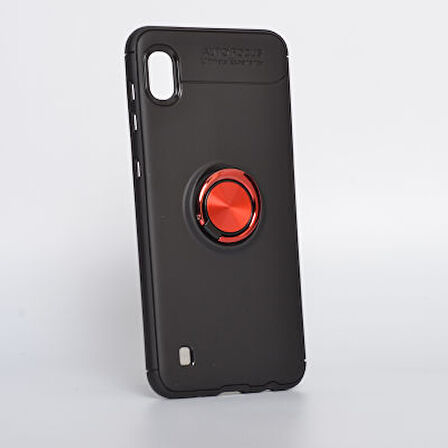 Samsung Galaxy A10 Ultra Koruma Sağlayan Stant Özellikli Yüzüklü Ravel Silikon Kılıf