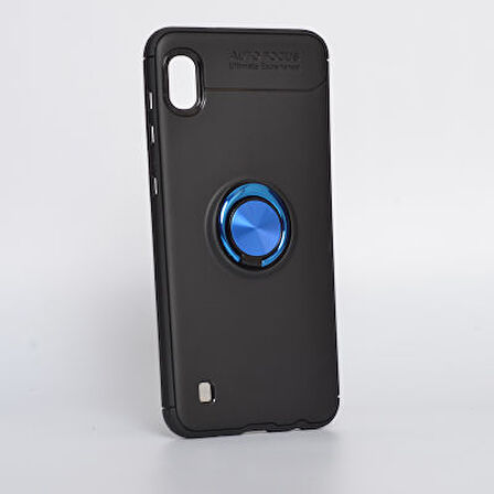 Samsung Galaxy A10 Ultra Koruma Sağlayan Stant Özellikli Yüzüklü Ravel Silikon Kılıf